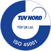ISO 45001 Occupational Health & Safety certification badge – TÜV UK